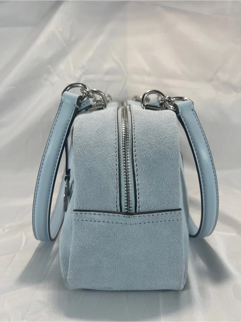 Michael Kors Cecily Medium Pale Ocean Suede Shoulder Bag & Wallet Set EUC